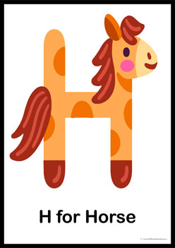 Animal Letter Posters Horse, learning animal letters, matching animals to alphabets worksheets, animal letters display posters