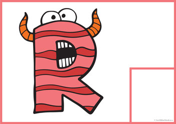 Feeding Monster Letters R, fun alphabet letters