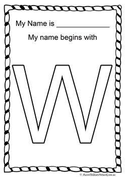 w letter of my name colouring page letter recognition