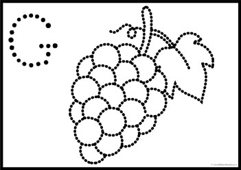 Alphabet Dot Pictures G, tracing letters with dots