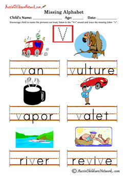 alphabet words worksheets