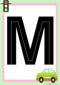 road letters transportation theme tracing letters  learning letters for children letter m
