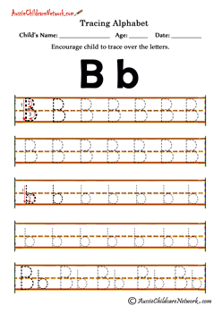 tracing alphabet letters B b