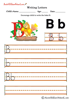 alphabet writing printables letter B b Birds