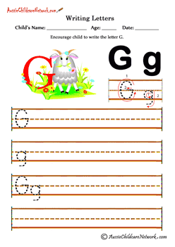 alphabets worksheets Letter G g Goat