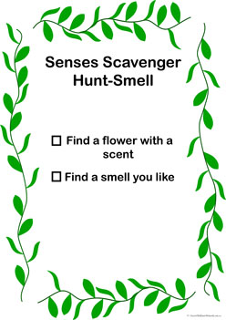 Nature Senses Scavenger Hunt Smell, senses worksheet, outdoor scavenger hunt, scavenger hunt list, nature scavenger hunt