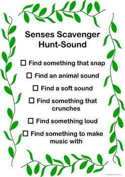 Nature Senses Scavenger Hunt Sound, senses worksheet, outdoor scavenger hunt, scavenger hunt list, nature scavenger hunt