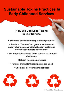 sustainable waste practices in early childhood services display posters