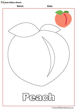 peach fruit colouring pages worksheets for children