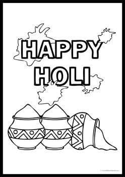 Holi Colouring Pages 3,  holi theme colouring pages, holi colouring worksheets for children