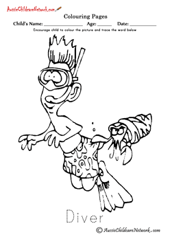 free ocean coloring pages Ocean Diver colouring pages