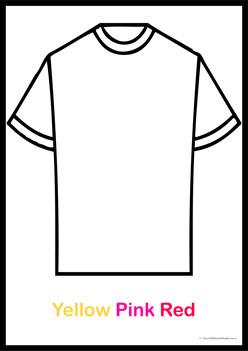 Tshirt Colour Patterns 4,  holi colour theme worksheets, learning colours worksheets, recognising primary and secondary colours for preschoolers, colour patterns worksheets
