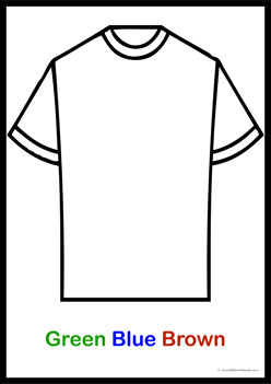 Tshirt Colour Patterns 7,  holi colour theme worksheets, learning colours worksheets, recognising primary and secondary colours for preschoolers, colour patterns worksheets