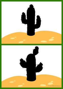 Cactus Shadow Match 1, shadow matching worksheets