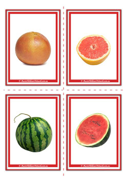 Grapefruit Watermelon Inside Fruit Flashcards For Children