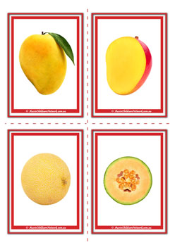 Mango Melon Inside Fruit Flashcards For Children