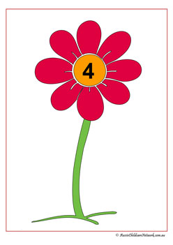 flower counting number recognition one to one correspondence spring time counting worksheets number 4