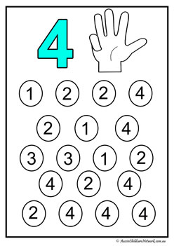 four number find worksheets number recognition for children