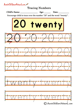 tracing numbers 1 to 20