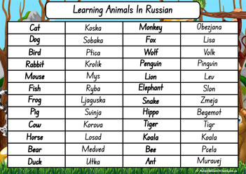 Animals In Different Languages Russian