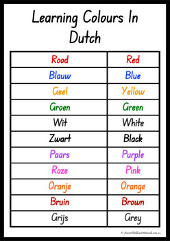 Colours In Different Languages Dutch