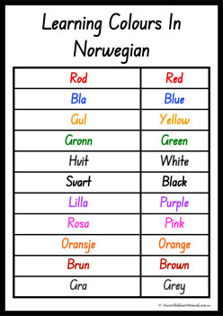 Colours In Different Languages Norwegian