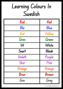 Colours In Different Languages Swedish