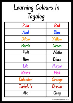 Colours In Different Languages Tagalog