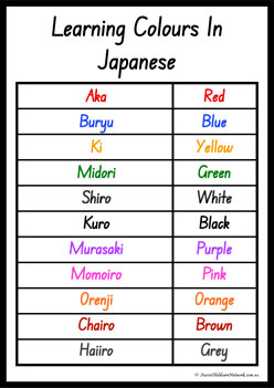 Colours In Different Languages Japanese