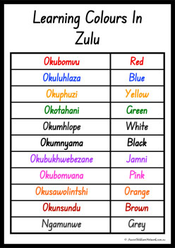 Colours In Different Languages Zulu