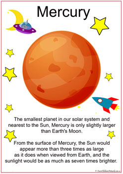 mercury planet information posters classroom learning display for teachers in daycare and childcare