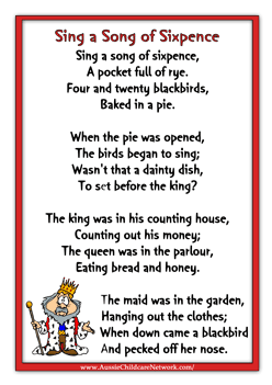 Sing a Sing of Sixpence Worksheets