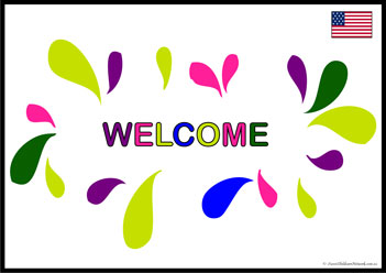 Welcome Usa, welcome posters in different languages, welcome display for kindergarten, learn welcome worksheets