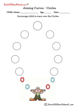 tracing circles clown worksheet