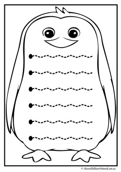 penguin pre writing tracing lines, penguin theme pattern writing worksheets
