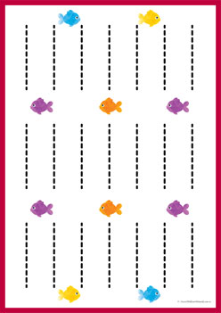 Tracing Lines Worksheets Fish 10, tracing lines