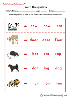 Animals word recognition