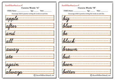 Cursive Words - Aussie Childcare Network