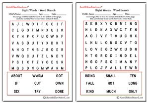 Third Grade Sight Word Search