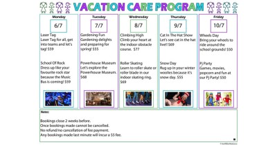 Vacation Care Program Template