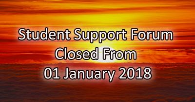 Student Support Forum Closed From January 01 2018