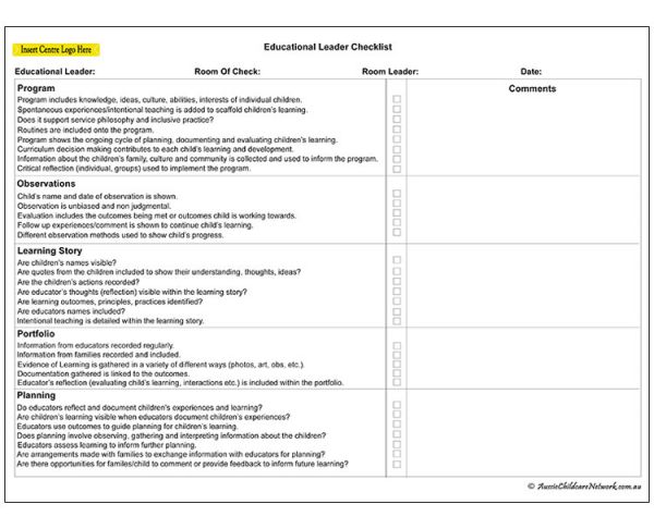 Educational Leader Checklist