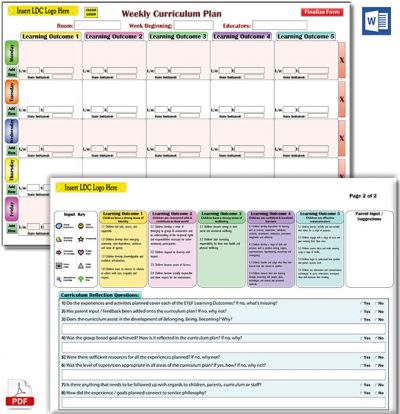 Weekly Curriculum Plan Templates Now Available in MS Word format