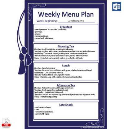 Free Weekly Menu Plan Template