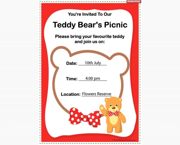 Teddy Bears Picnic Day Invitation