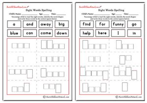 Pre Primer Sight Words Shapes and Spellings