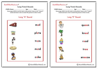 Long Vowel Sounds Matching Pictures - Aussie Childcare Network