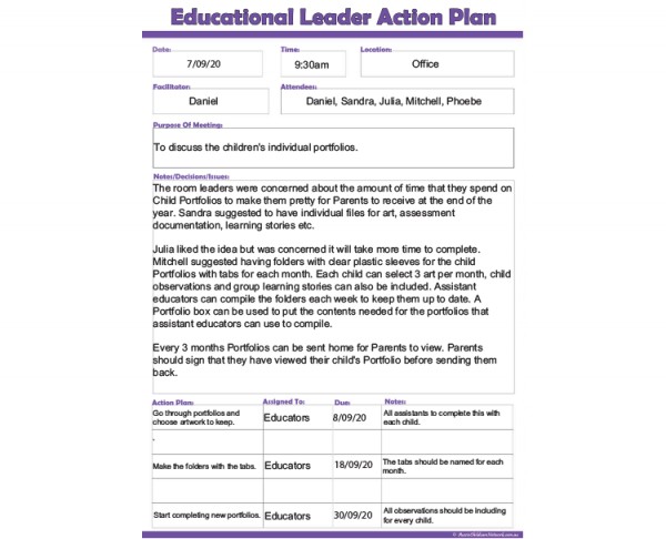 Educational Leader Action Plan