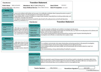 Transition Statement QLD Report Template