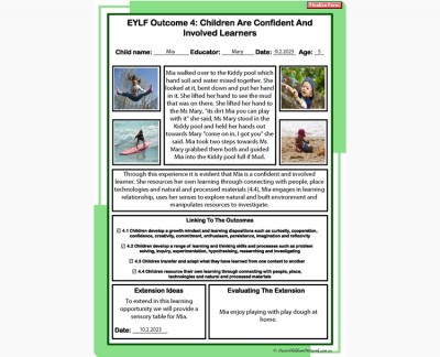 EYLF Outcome 4 Observation Version 2.0